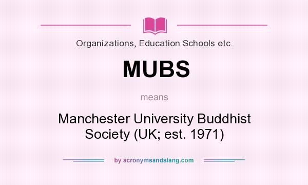 What does MUBS mean? It stands for Manchester University Buddhist Society (UK; est. 1971)