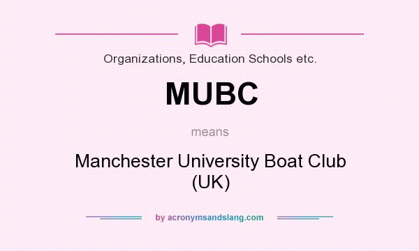 What does MUBC mean? It stands for Manchester University Boat Club (UK)