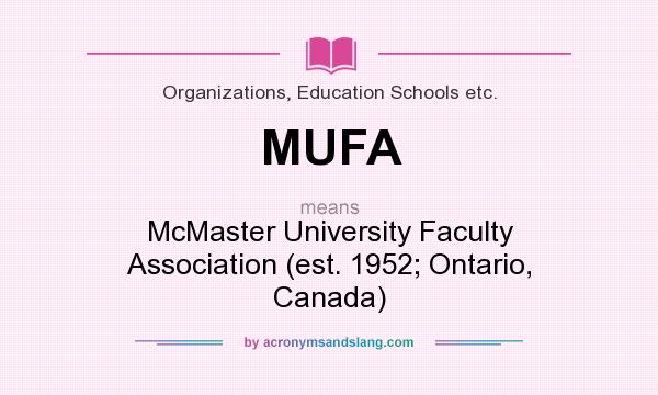 What does MUFA mean? It stands for McMaster University Faculty Association (est. 1952; Ontario, Canada)