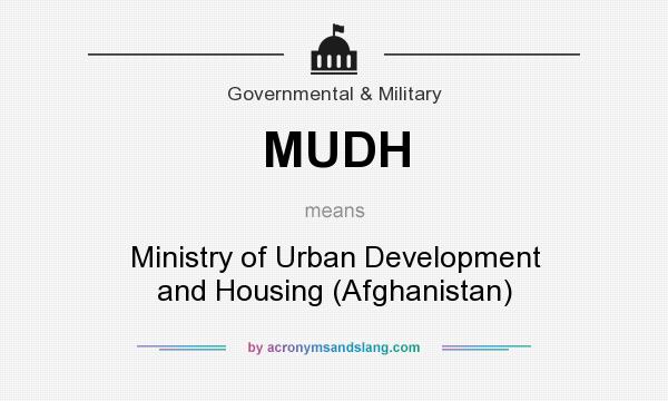 What does MUDH mean? It stands for Ministry of Urban Development and Housing (Afghanistan)