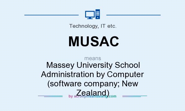 What does MUSAC mean? It stands for Massey University School Administration by Computer (software company; New Zealand)
