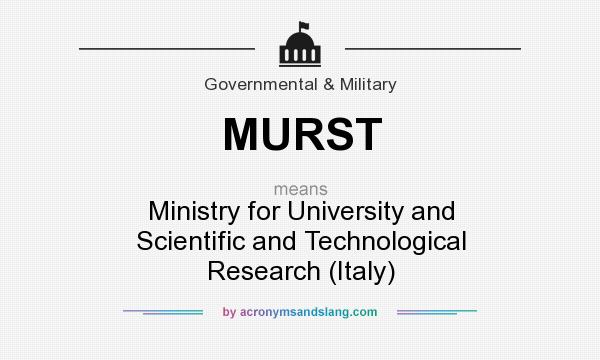 What does MURST mean? It stands for Ministry for University and Scientific and Technological Research (Italy)