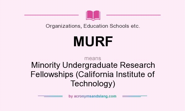 What does MURF mean? It stands for Minority Undergraduate Research Fellowships (California Institute of Technology)