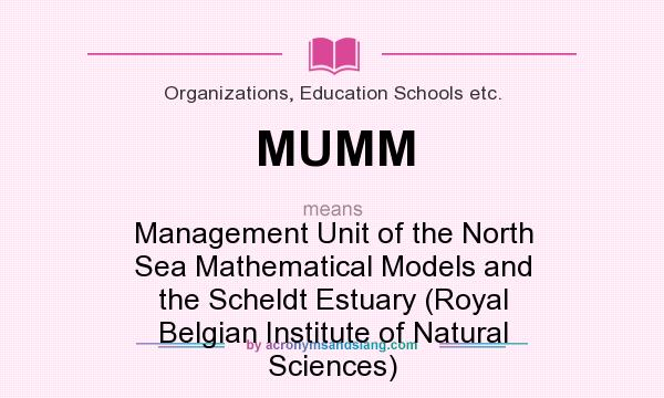 What does MUMM mean? It stands for Management Unit of the North Sea Mathematical Models and the Scheldt Estuary (Royal Belgian Institute of Natural Sciences)