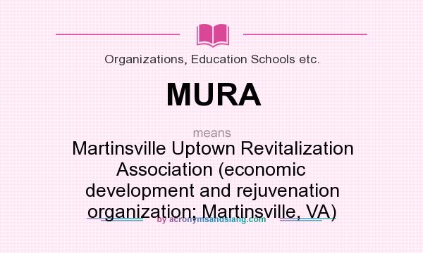 What does MURA mean? It stands for Martinsville Uptown Revitalization Association (economic development and rejuvenation organization; Martinsville, VA)