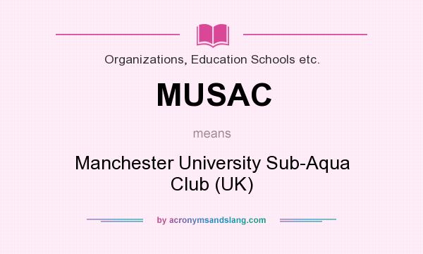 What does MUSAC mean? It stands for Manchester University Sub-Aqua Club (UK)