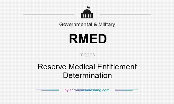 What does RMED mean? It stands for Reserve Medical Entitlement Determination