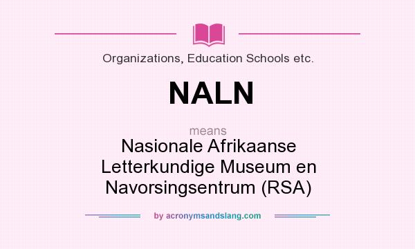 What does NALN mean? It stands for Nasionale Afrikaanse Letterkundige Museum en Navorsingsentrum (RSA)