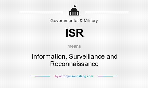 What does ISR mean? It stands for Information, Surveillance and Reconnaissance