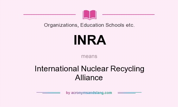 What does INRA mean? It stands for International Nuclear Recycling Alliance