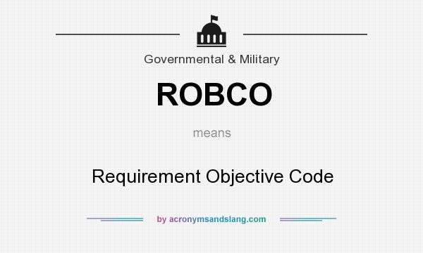 What does ROBCO mean? It stands for Requirement Objective Code