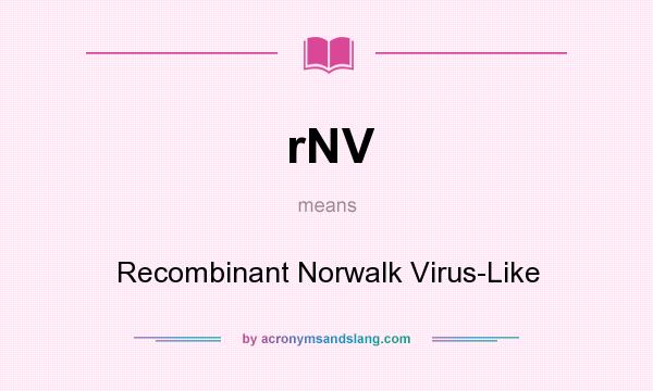 What does rNV mean? It stands for Recombinant Norwalk Virus-Like