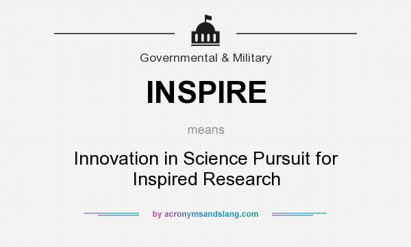 What does INSPIRE mean? It stands for Innovation in Science Pursuit for Inspired Research