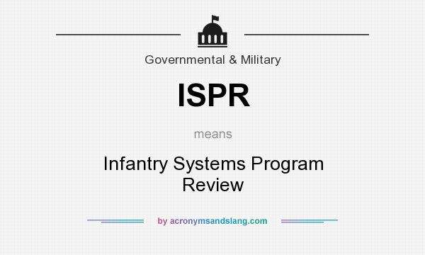What does ISPR mean? It stands for Infantry Systems Program Review