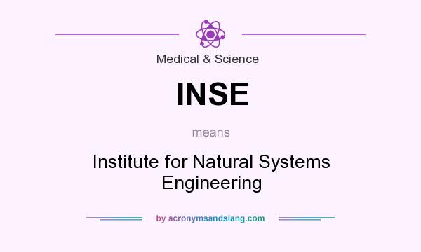 What does INSE mean? It stands for Institute for Natural Systems Engineering
