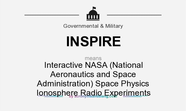 What does INSPIRE mean? It stands for Interactive NASA (National Aeronautics and Space Administration) Space Physics Ionosphere Radio Experiments