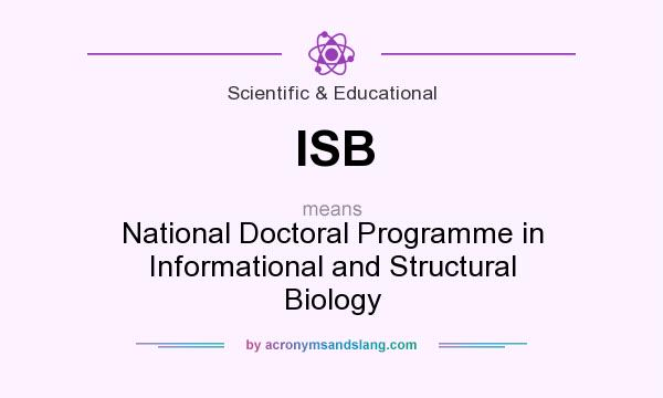 What does ISB mean? It stands for National Doctoral Programme in Informational and Structural Biology
