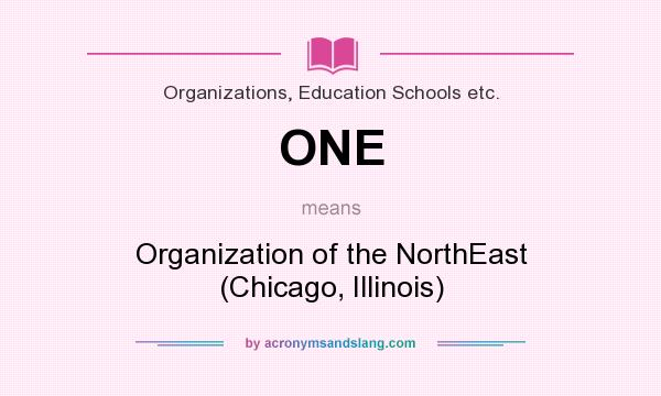 What does ONE mean? It stands for Organization of the NorthEast (Chicago, Illinois)