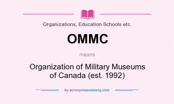 What does OMMC mean? It stands for Organization of Military Museums of Canada (est. 1992)