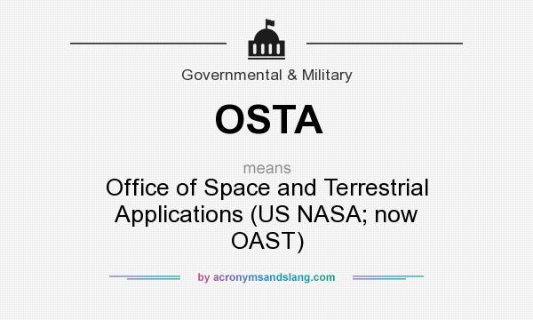 What does OSTA mean? It stands for Office of Space and Terrestrial Applications (US NASA; now OAST)