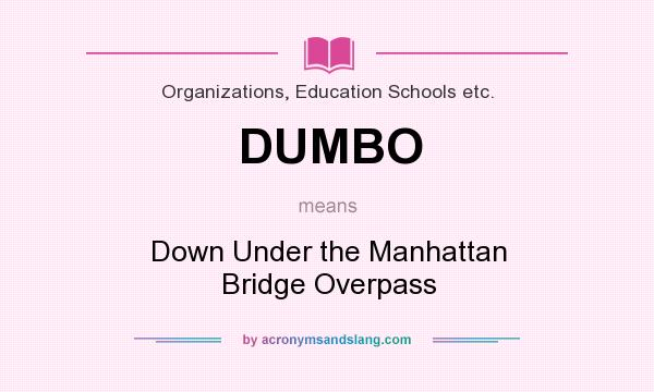 What does DUMBO mean? It stands for Down Under the Manhattan Bridge Overpass