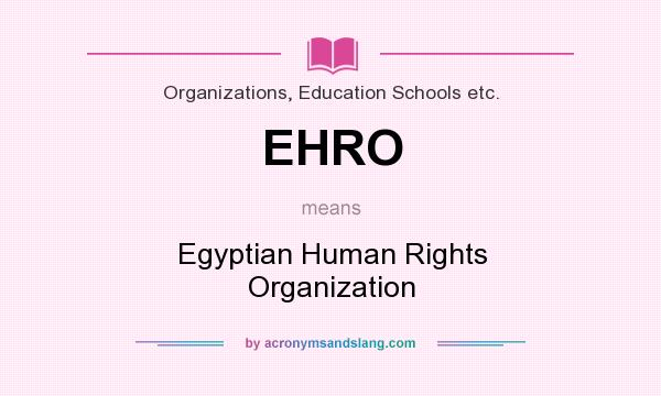 What does EHRO mean? It stands for Egyptian Human Rights Organization