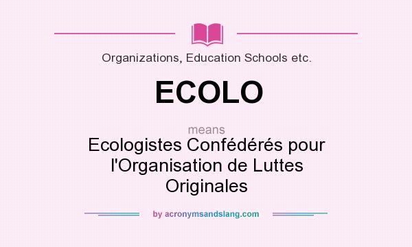 What does ECOLO mean? It stands for Ecologistes Confédérés pour l`Organisation de Luttes Originales