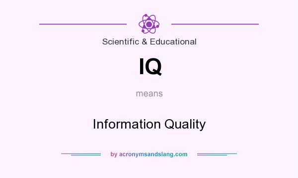 What does IQ mean? It stands for Information Quality