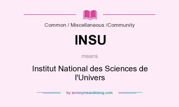 What does INSU mean? It stands for Institut National des Sciences de l`Univers