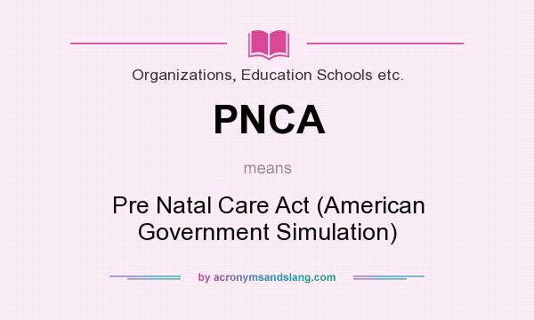 What does PNCA mean? It stands for Pre Natal Care Act (American Government Simulation)