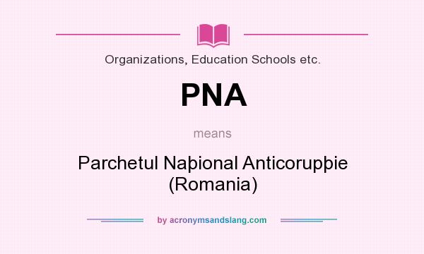 What does PNA mean? It stands for Parchetul Naþional Anticorupþie (Romania)