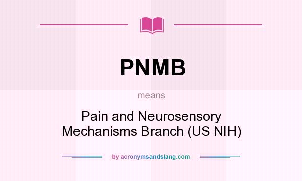 What does PNMB mean? It stands for Pain and Neurosensory Mechanisms Branch (US NIH)
