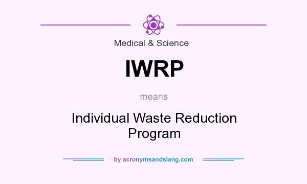 What does IWRP mean? It stands for Individual Waste Reduction Program