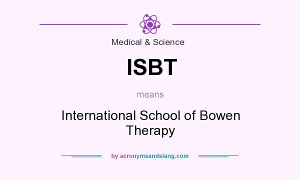 What does ISBT mean? It stands for International School of Bowen Therapy