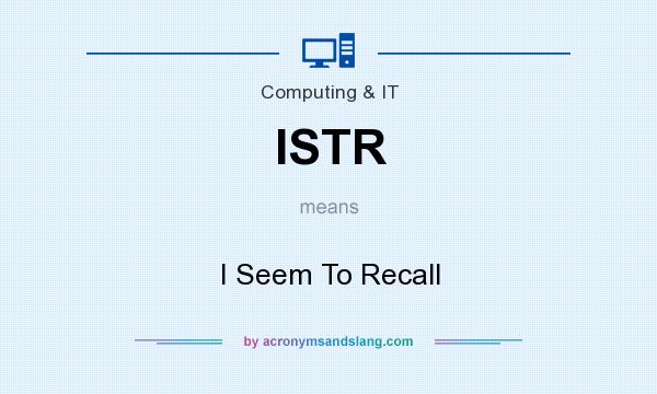 What does ISTR mean? It stands for I Seem To Recall