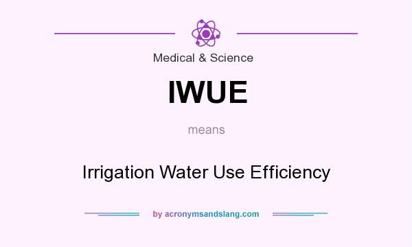 What does IWUE mean? It stands for Irrigation Water Use Efficiency
