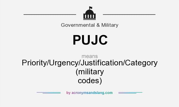 What does PUJC mean? It stands for Priority/Urgency/Justification/Category (military codes)