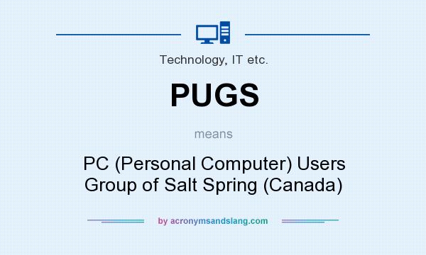 What does PUGS mean? It stands for PC (Personal Computer) Users Group of Salt Spring (Canada)