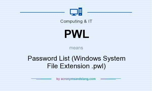 What does PWL mean? It stands for Password List (Windows System File Extension .pwl)