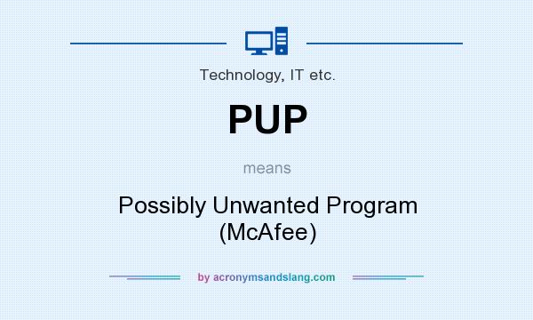 What does PUP mean? It stands for Possibly Unwanted Program (McAfee)