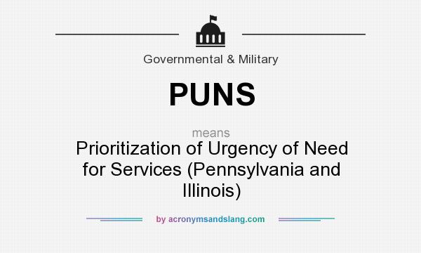 What does PUNS mean? It stands for Prioritization of Urgency of Need for Services (Pennsylvania and Illinois)