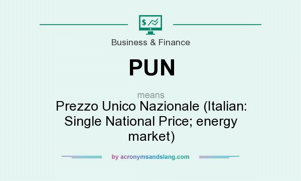 What does PUN mean? It stands for Prezzo Unico Nazionale (Italian: Single National Price; energy market)
