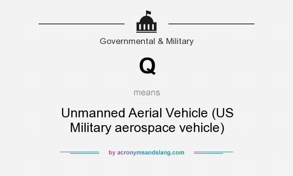 What does Q mean? It stands for Unmanned Aerial Vehicle (US Military aerospace vehicle)