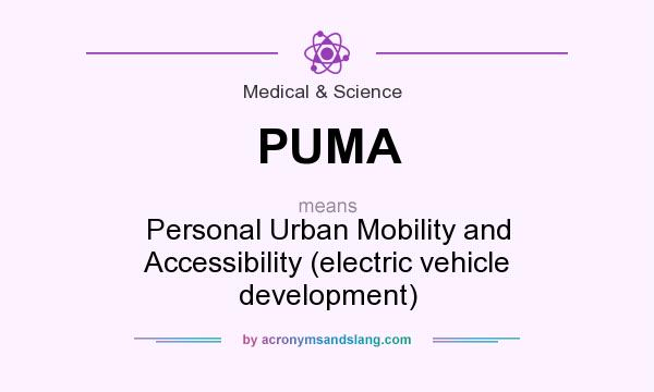 What does PUMA mean? It stands for Personal Urban Mobility and Accessibility (electric vehicle development)