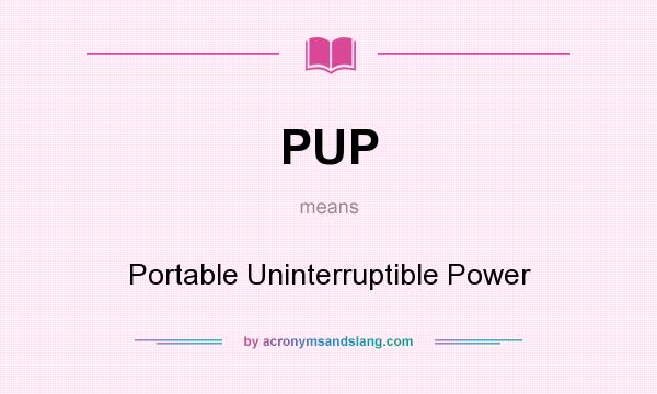What does PUP mean? It stands for Portable Uninterruptible Power