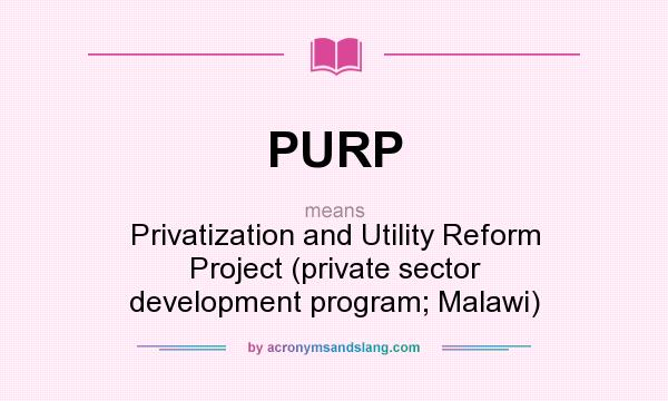 What does PURP mean? It stands for Privatization and Utility Reform Project (private sector development program; Malawi)