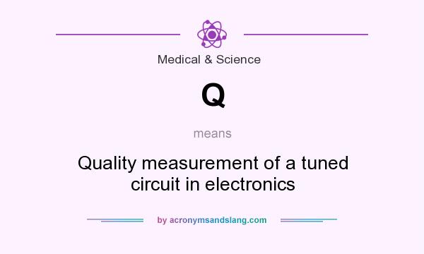 What does Q mean? It stands for Quality measurement of a tuned circuit in electronics