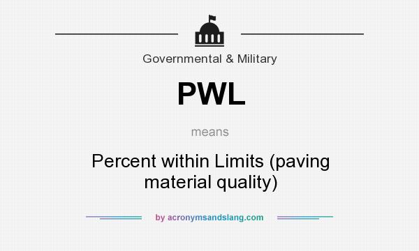 What does PWL mean? It stands for Percent within Limits (paving material quality)