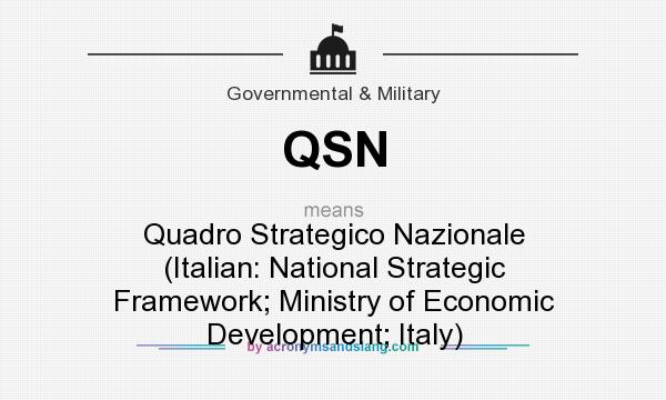 What does QSN mean? It stands for Quadro Strategico Nazionale (Italian: National Strategic Framework; Ministry of Economic Development; Italy)