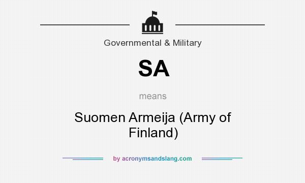 What does SA mean? It stands for Suomen Armeija (Army of Finland)